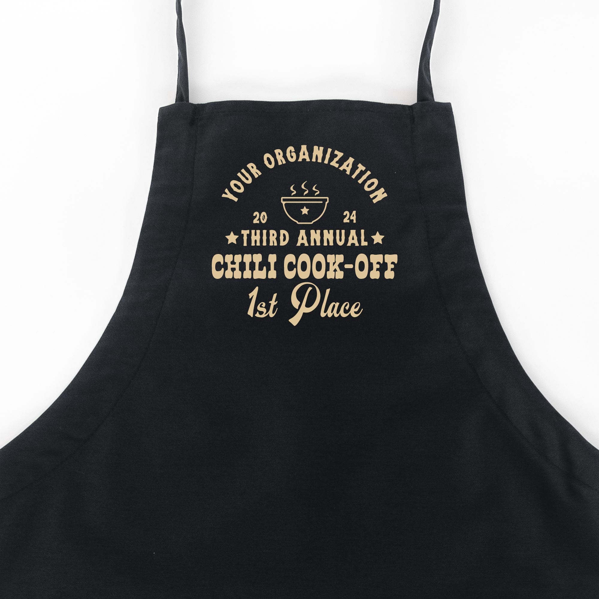 a custom butcher western chili cook off winner apron in black