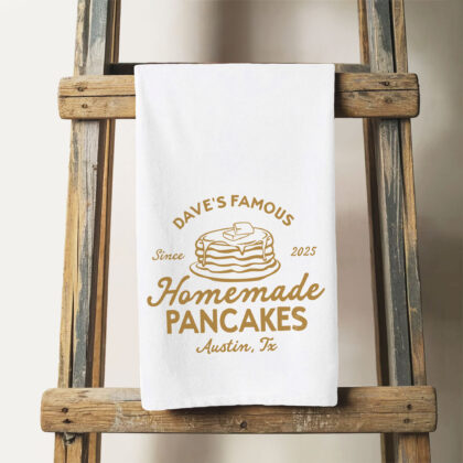 a Pancake Chef Tea Towel in white