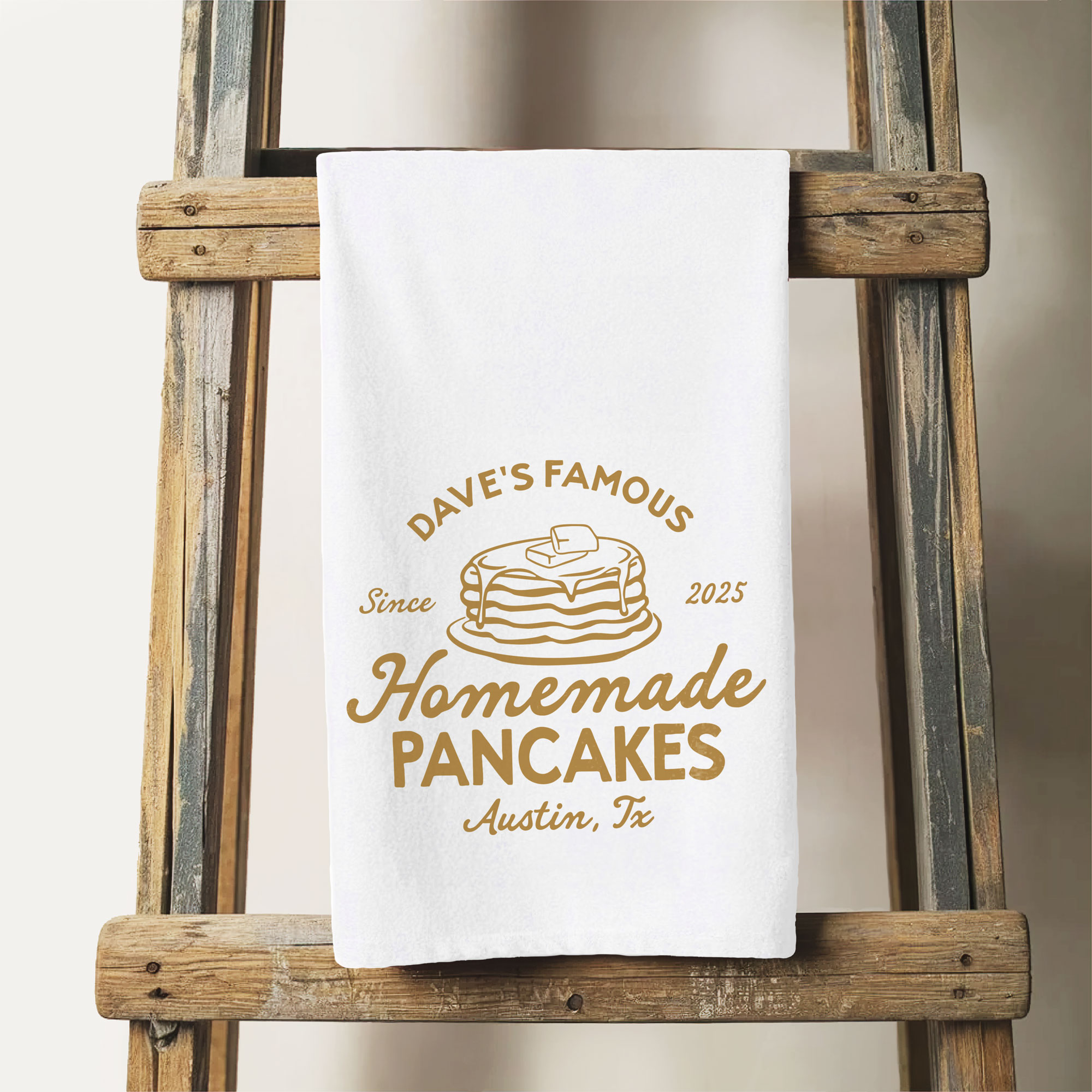 a Pancake Chef Tea Towel in white