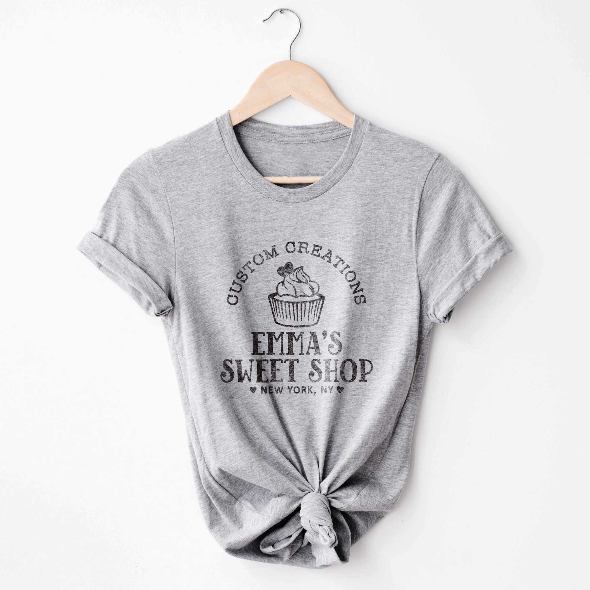 a Cupcake Baking T-Shirt in athletic heather