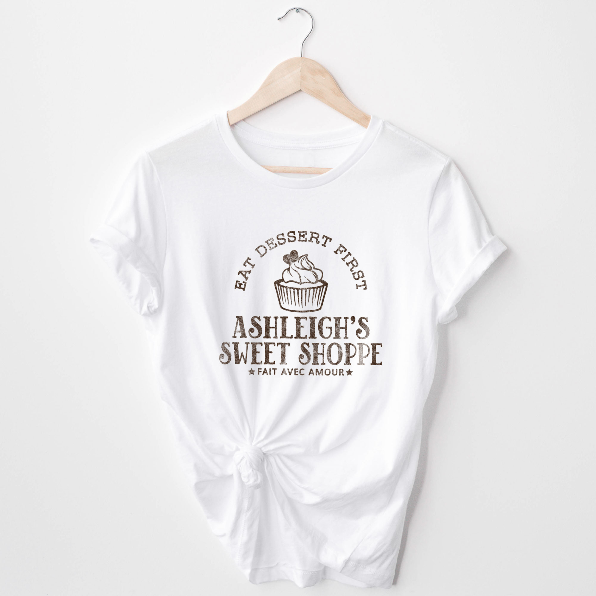 a Cupcake Baking T-Shirt in white