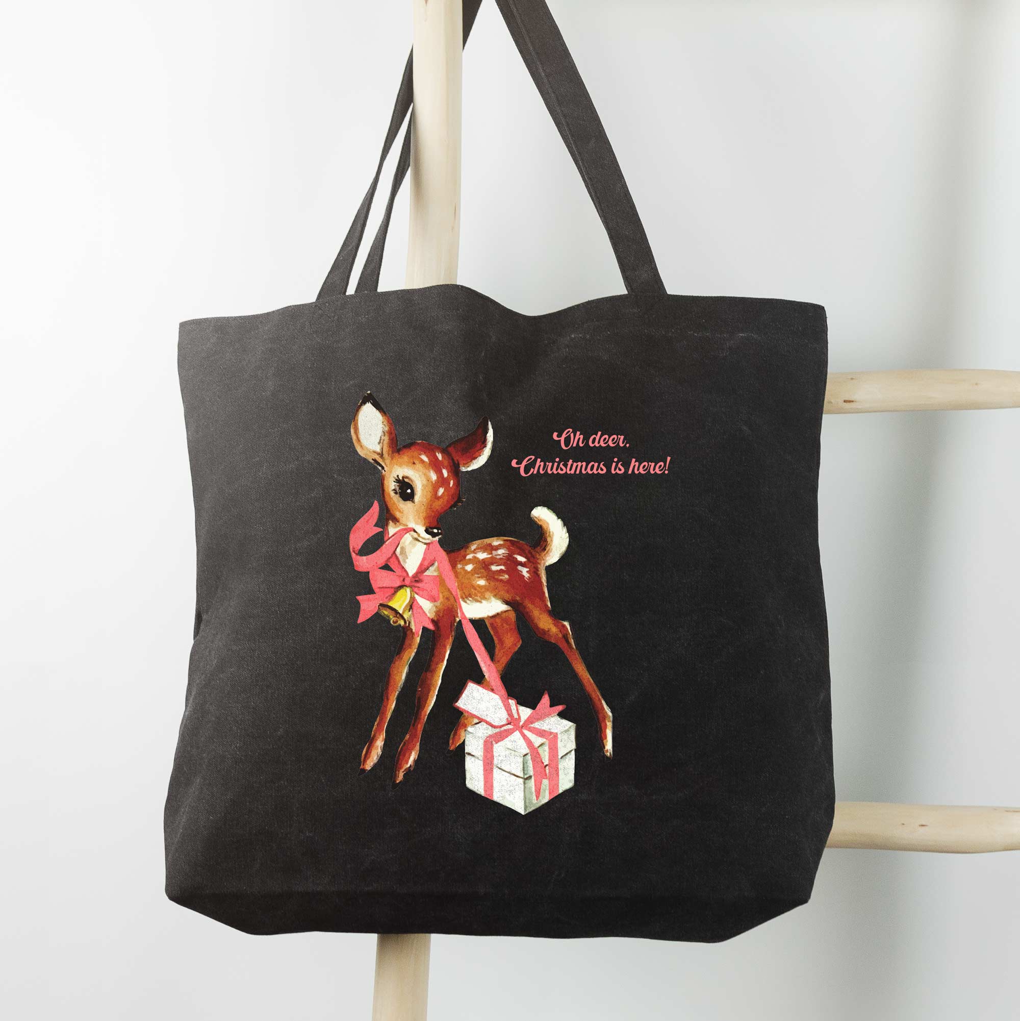 a Retro Deer Tote in washed black
