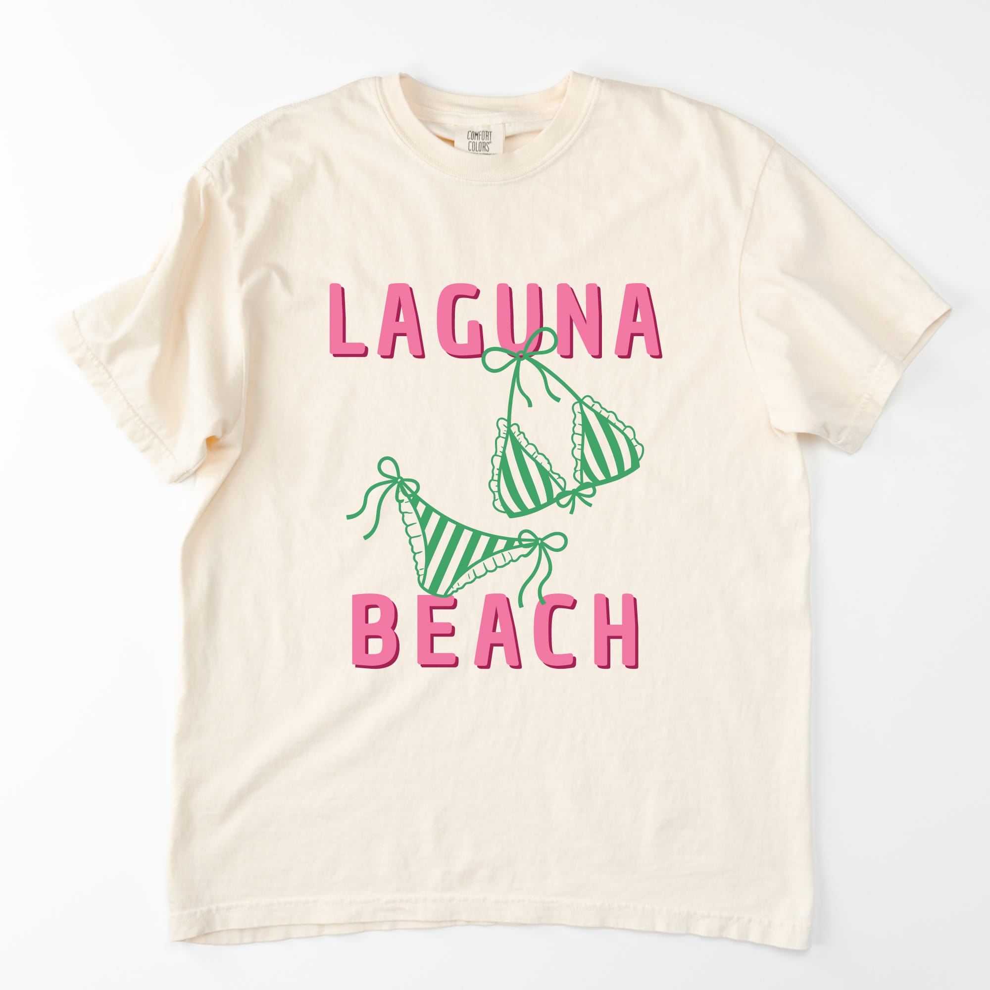 a pink and green Laguna Beach Shirt in ivory