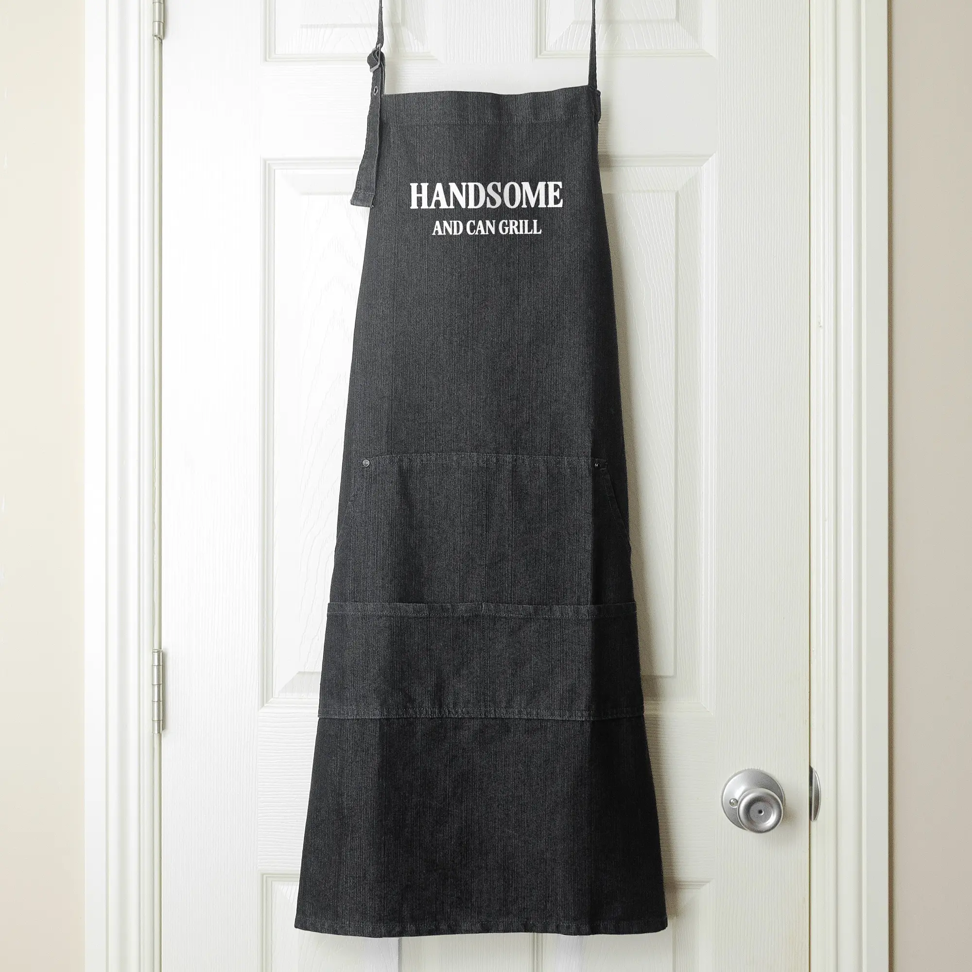a Handsome Grill Apron in black denim