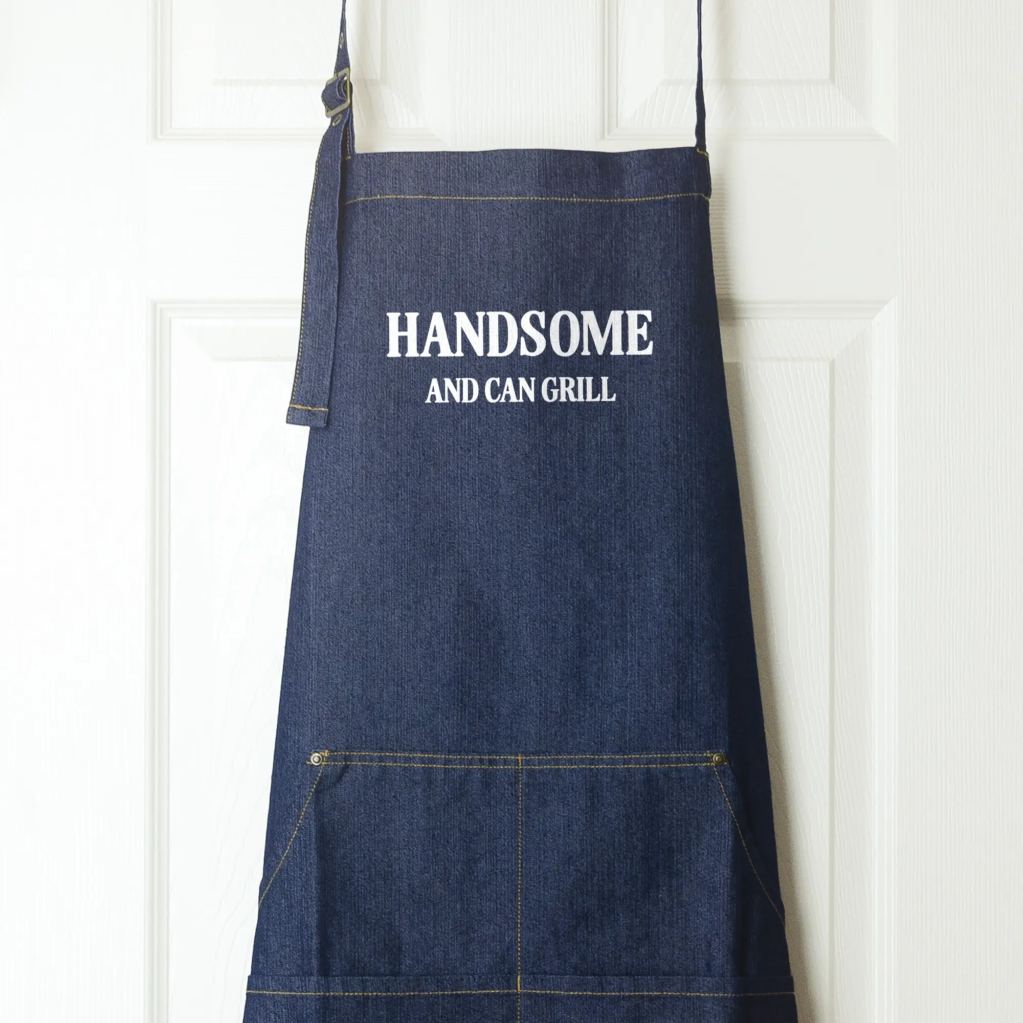 a Handsome Grill Apron in indigo denim