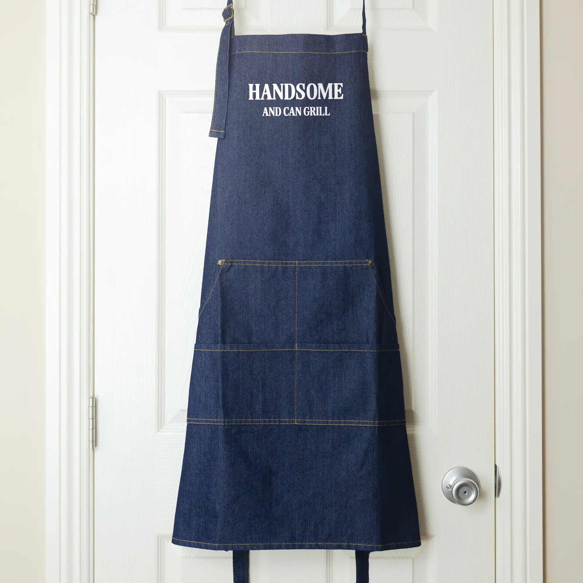 a Handsome Grill Apron in indigo denim