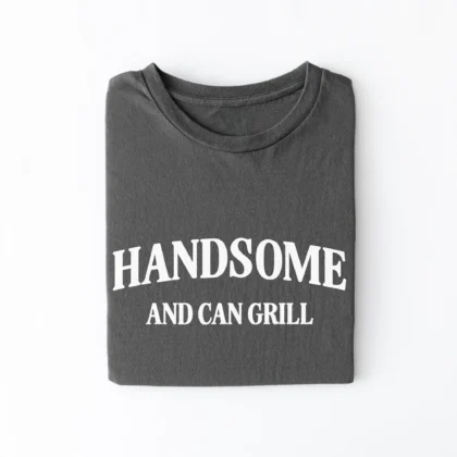 a handsome and can grill shirt in charcoal