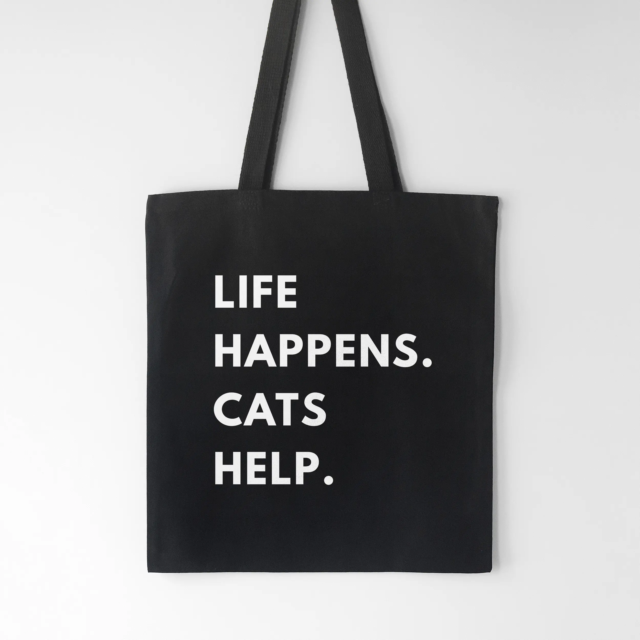 a life happens cats help tote in black