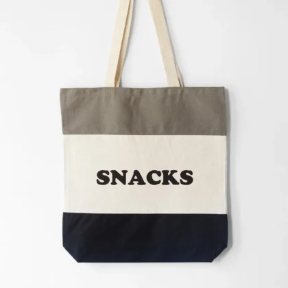 a snacks tote bag in black