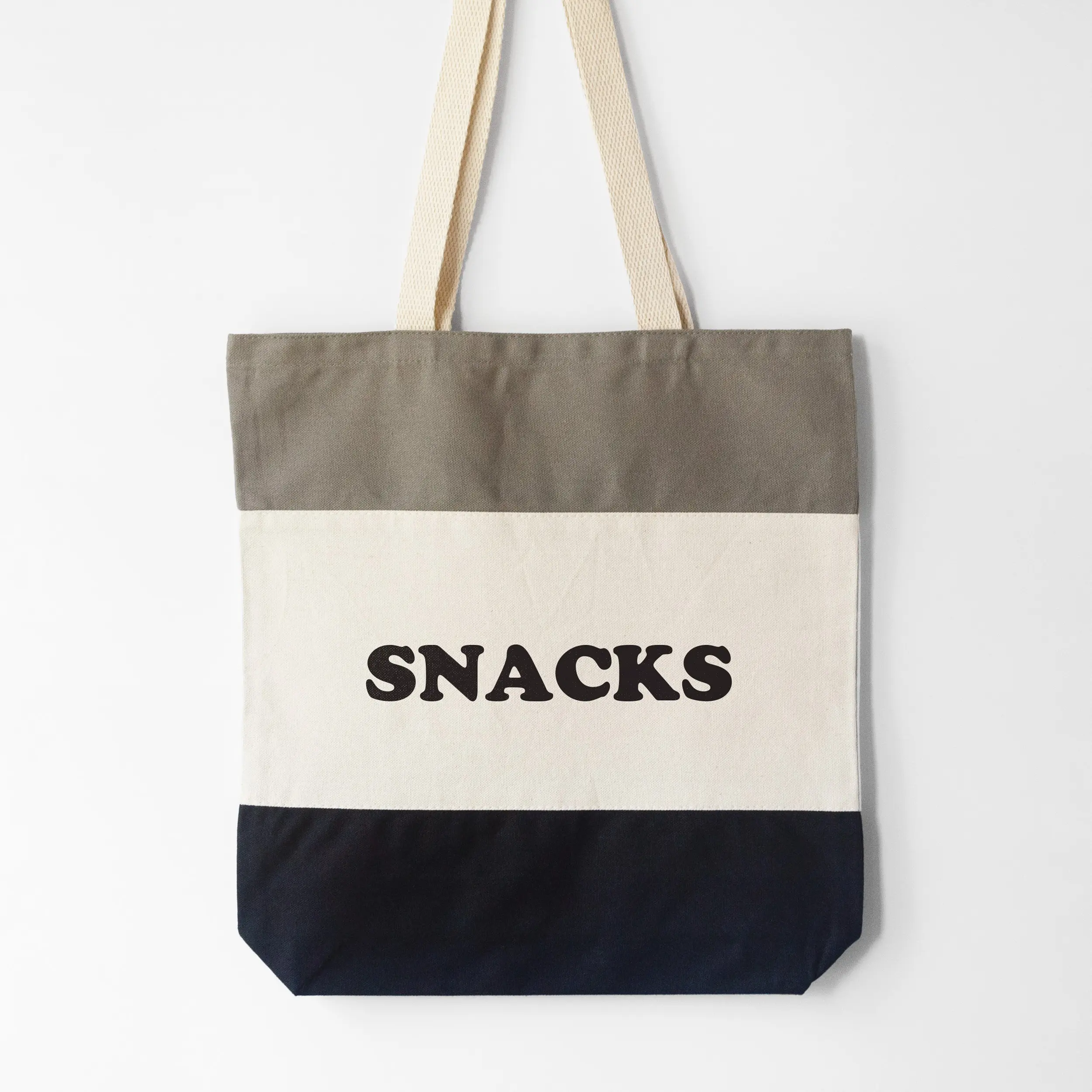 a snacks tote bag in black