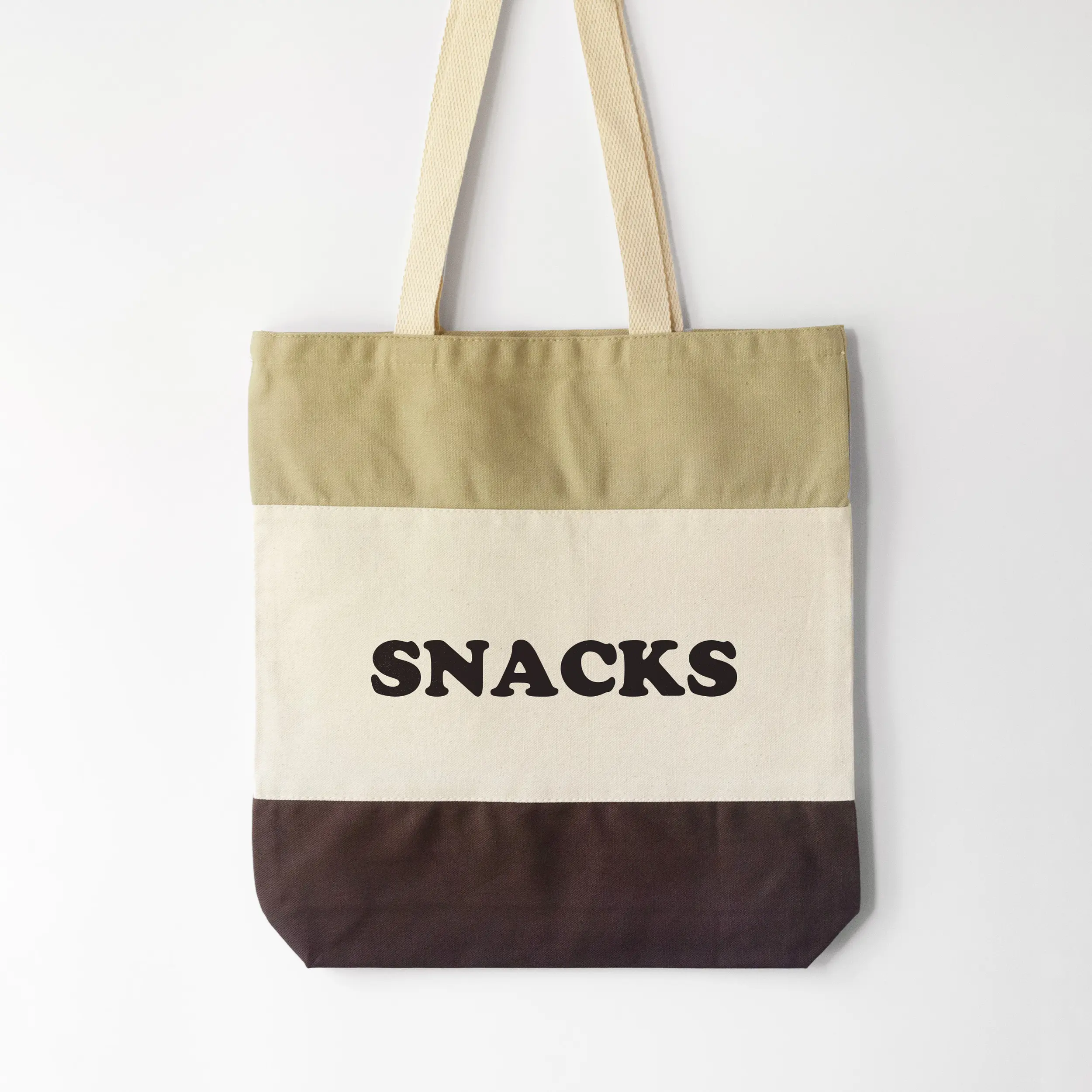 a snacks tote bag in brown