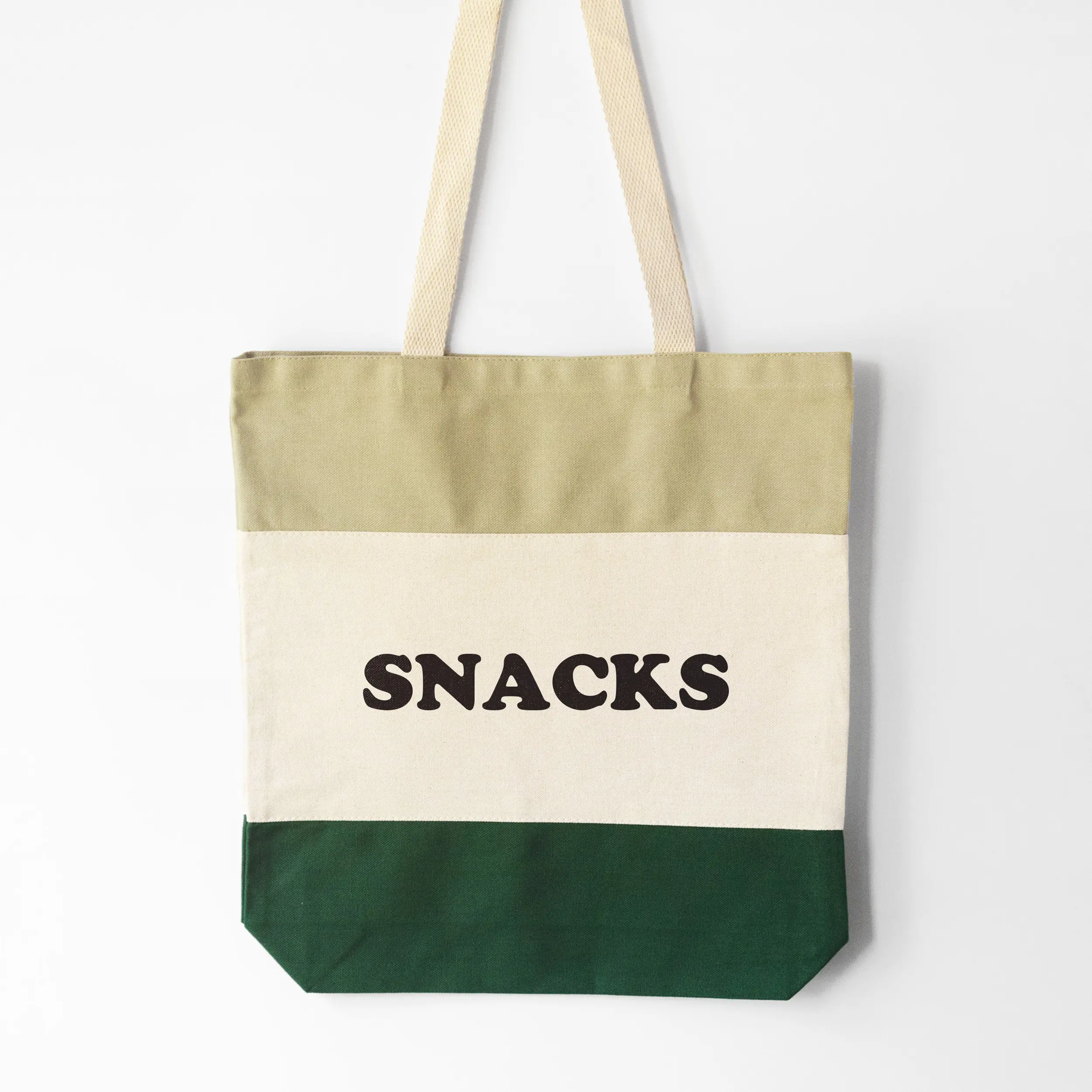 a snacks tote bag in green