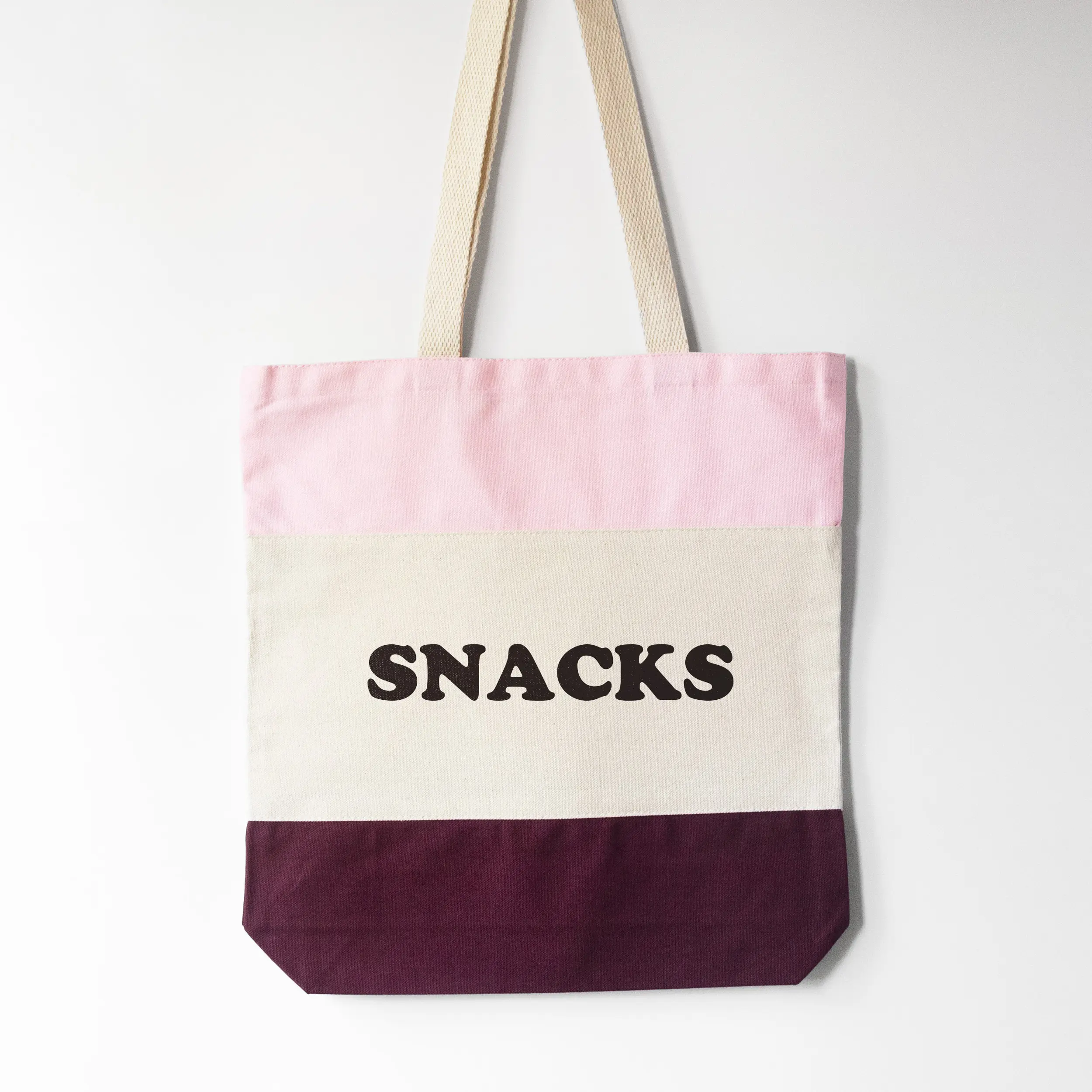 a snacks tote bag in pink