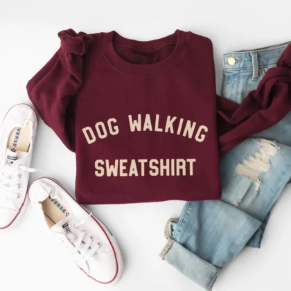 a dog walking sweatshirt in maroon
