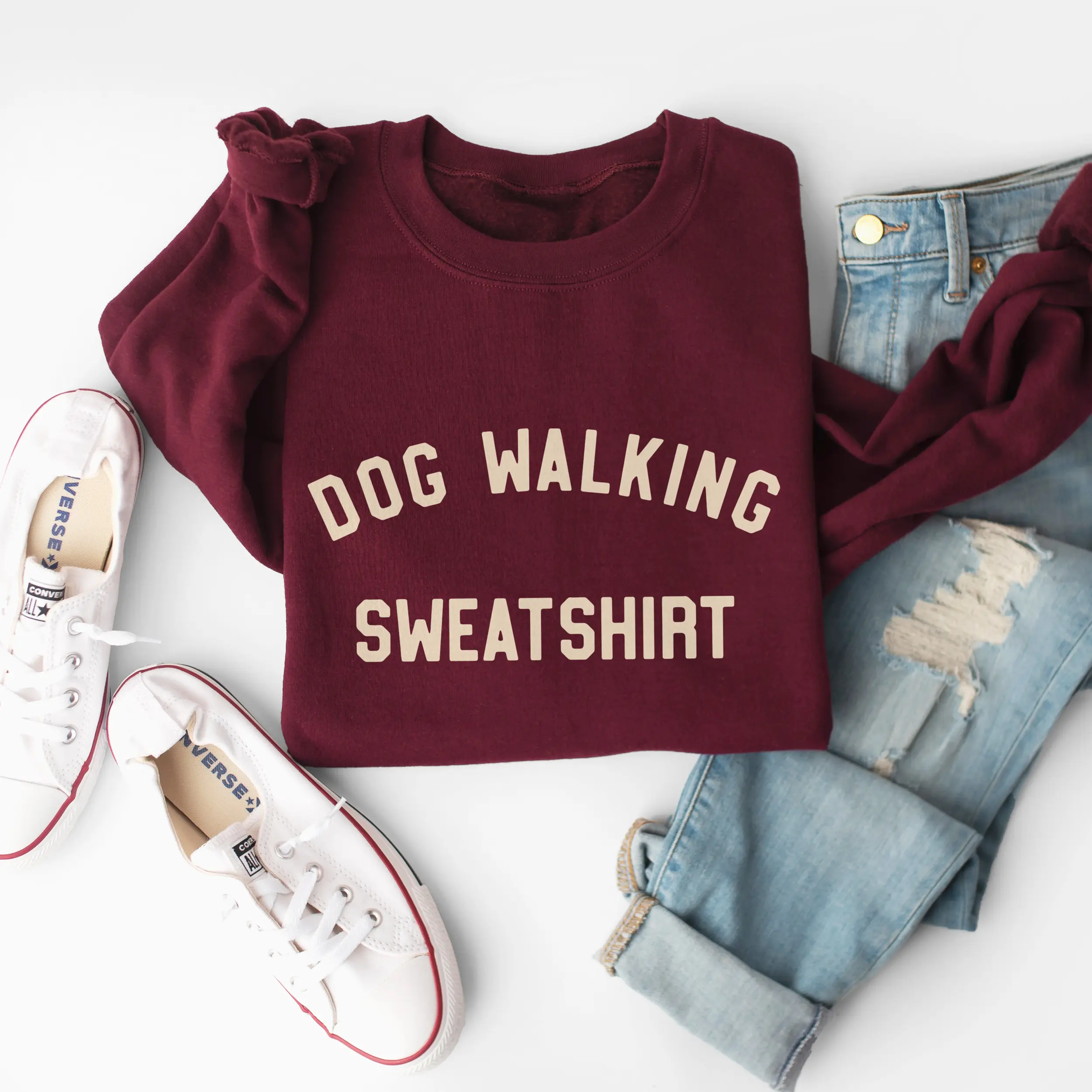a dog walking sweatshirt in maroon
