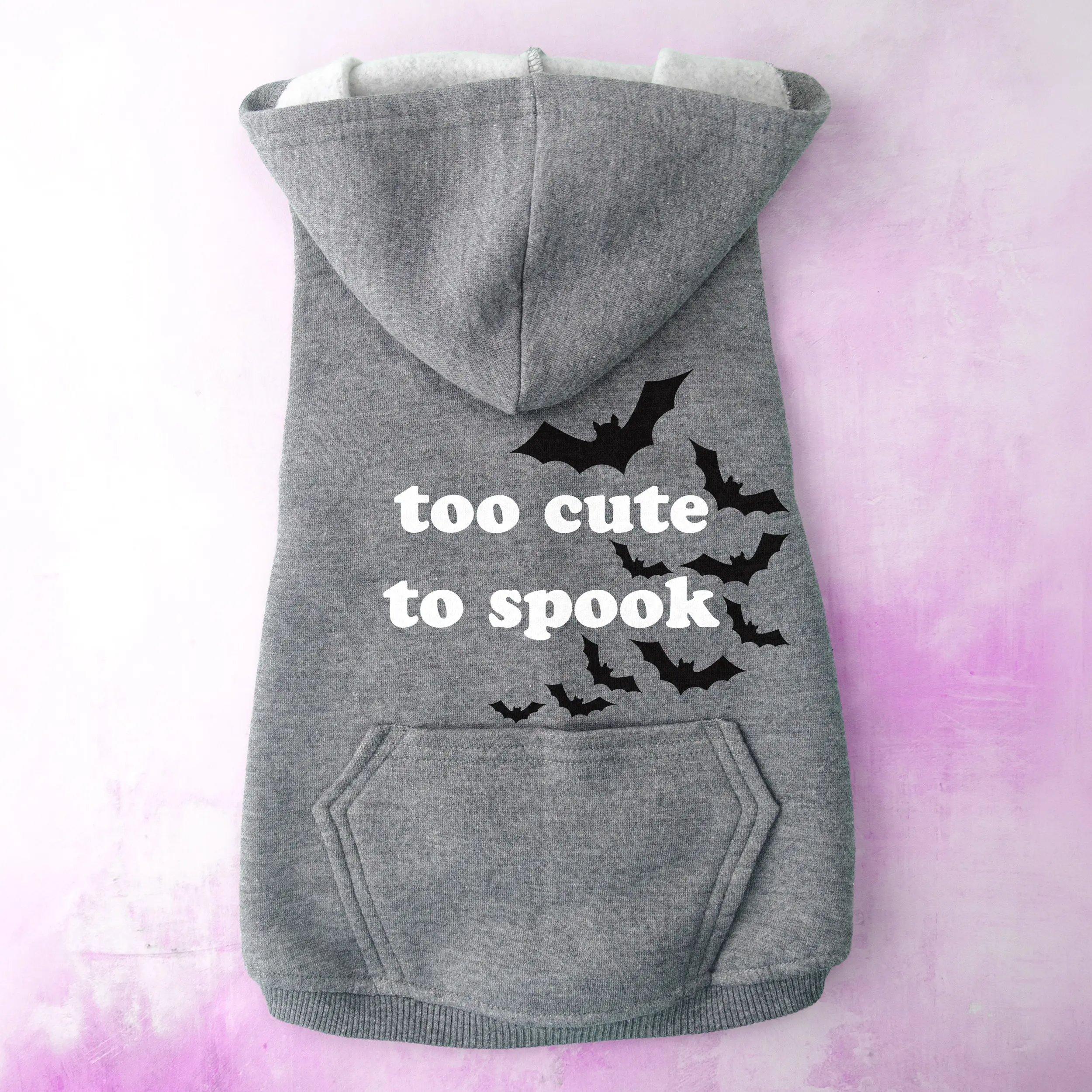 a too cute to spook dog hoodie in granite heather