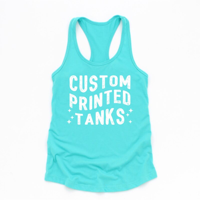 a custom printed racerback tank in Tahiti