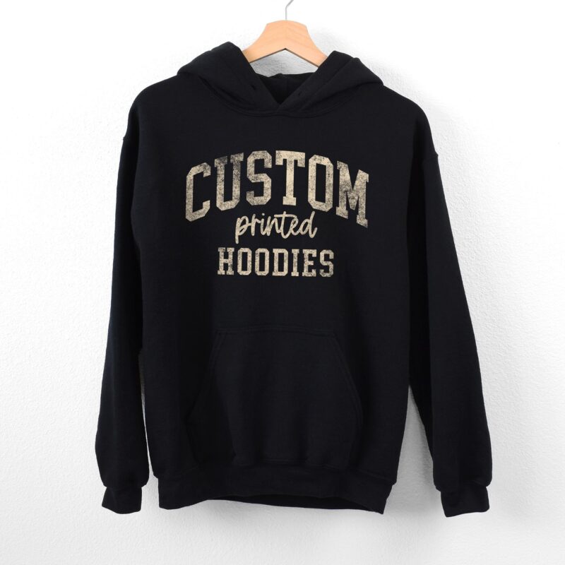 a custom printed hoodie in black