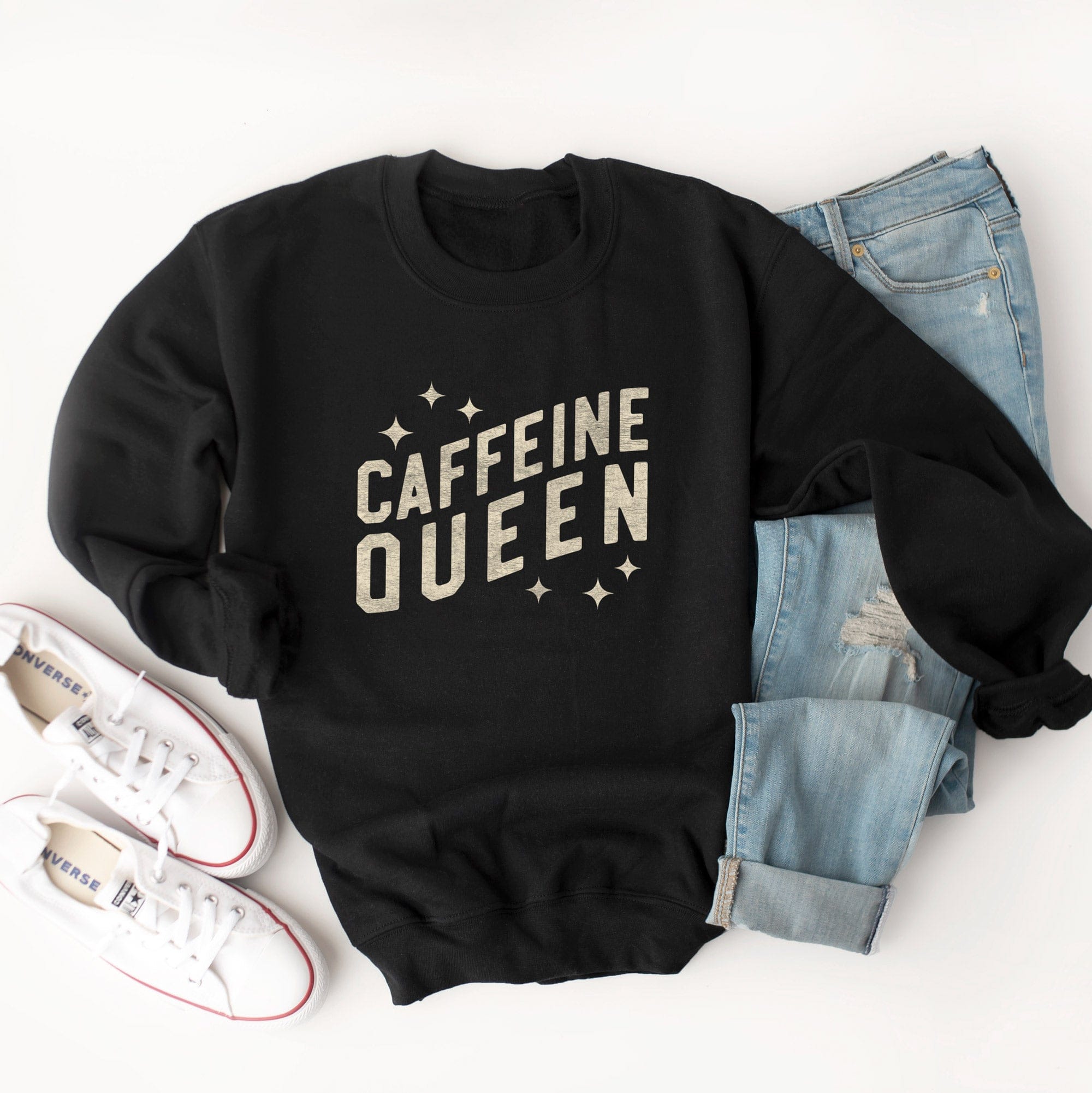 A caffeine queen sweatshirt in Black