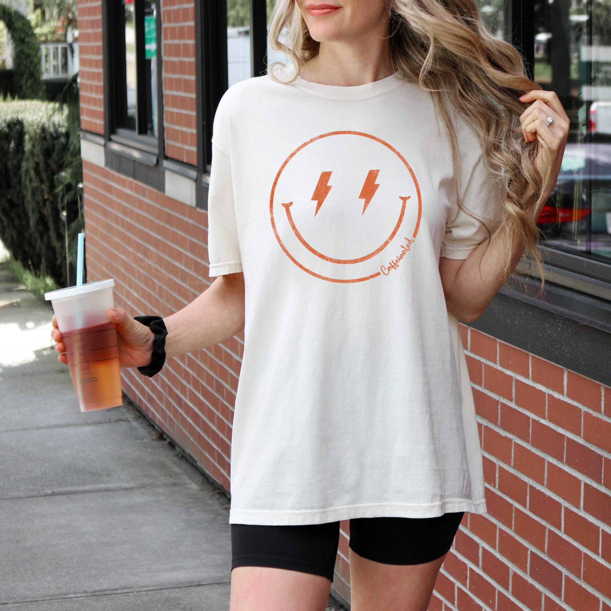 a retro caffeinated tee in Ivory
