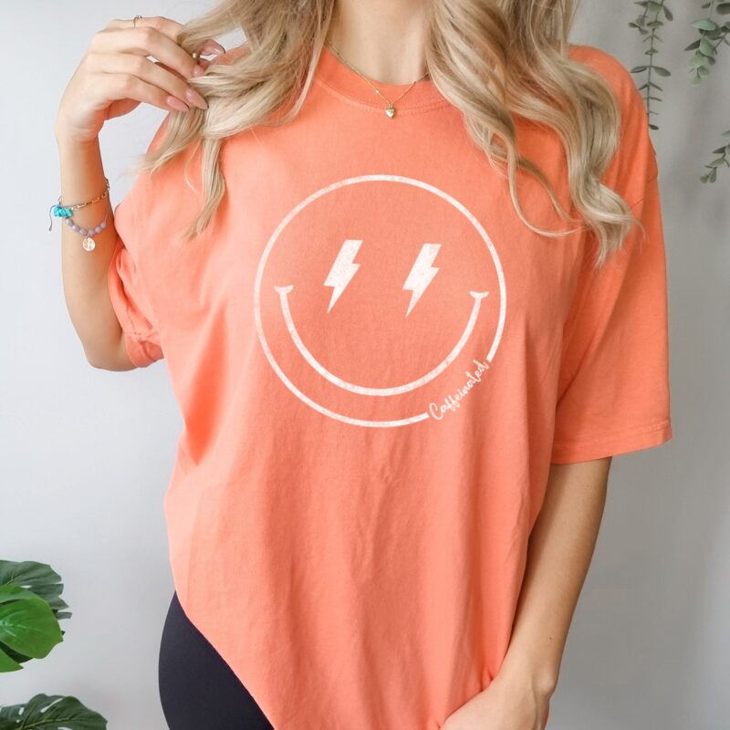 a retro caffeinated tee in terracotta