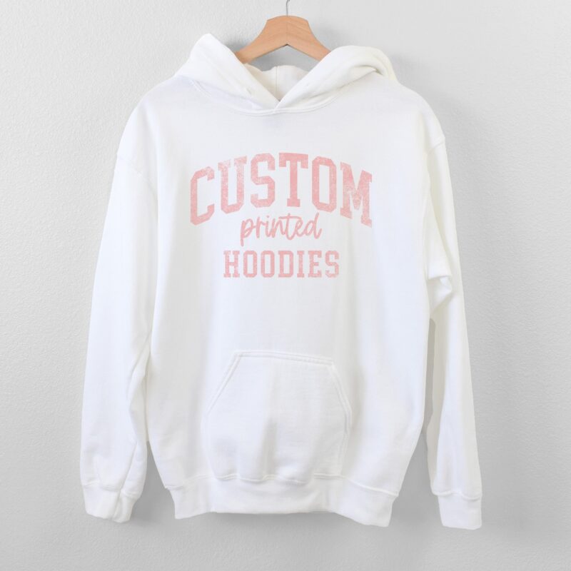 a custom printed hoodie in white