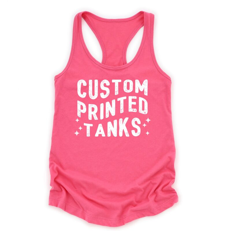 a custom printed racerback tank in hot pink