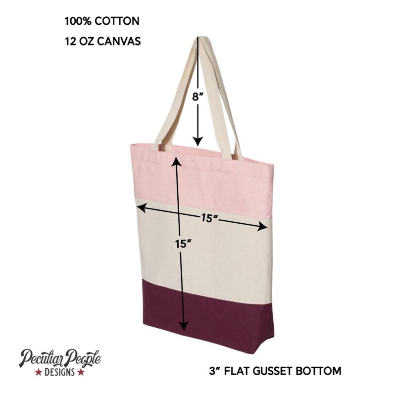 dimension chart of the tri-color tote