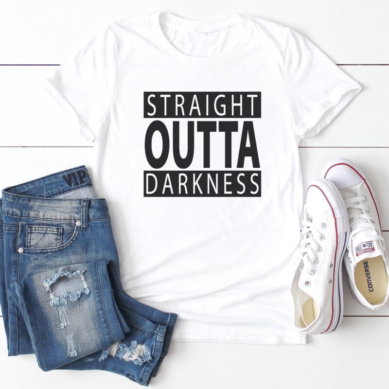 A Straight Outta Darkness T-Shirt in white